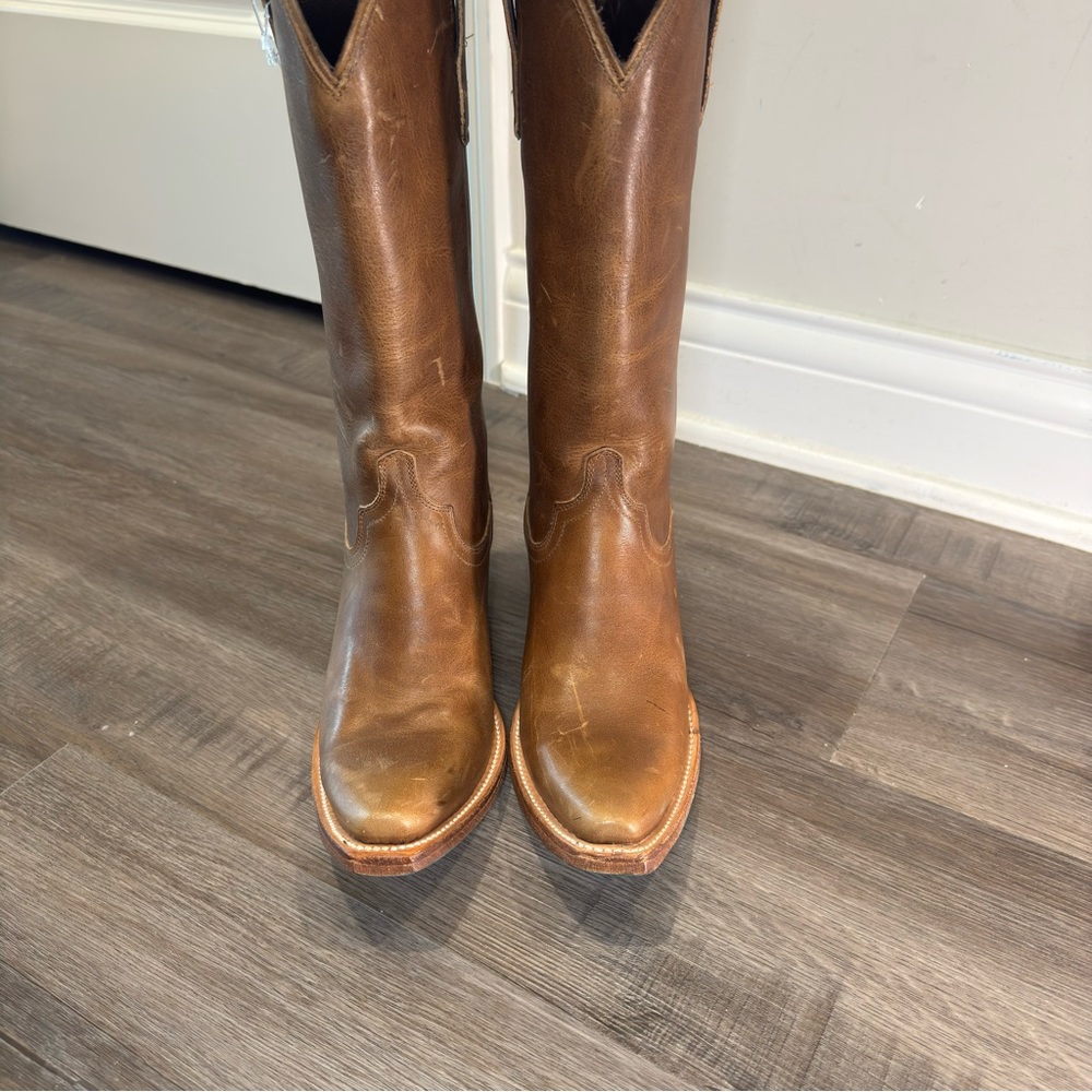 Lane Emma Jane Tall Western Leather Brown Boots - Picture 4 of 11